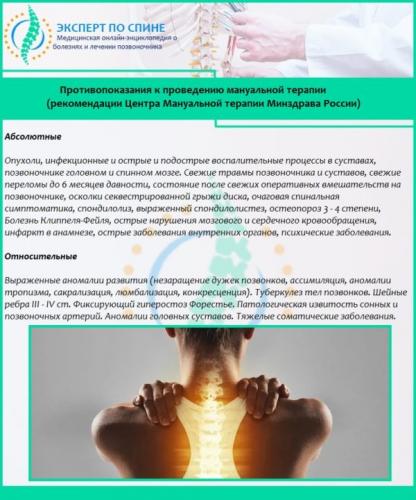 Противопоказания к проведению мануальной терапии (рекомендации Центра Мануальной терапии Минздрава России)