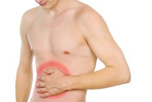 male torso, pain in the abdomen